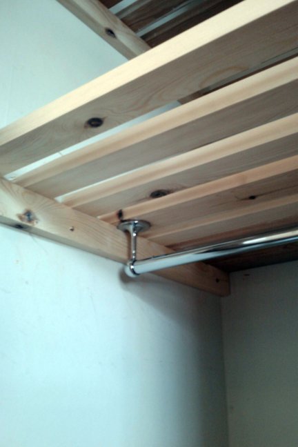 slatted shelves & hanging rail for drying clothes